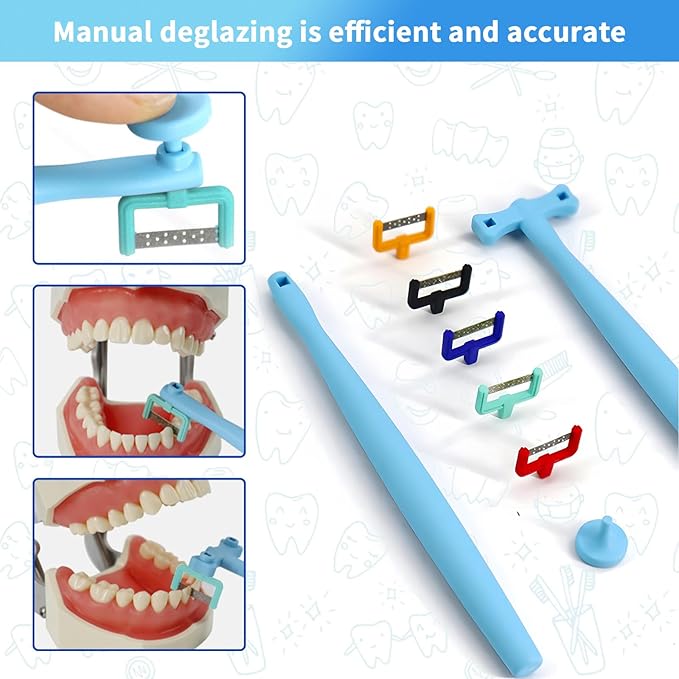 Complete IPR Kit for Orthodontic Treatment, Interproximal Enamel Reduction Set with Manual Handpiece and Assorted Polishing Strips | Dental Tool for Space Creation and Tooth Gapping Contouring