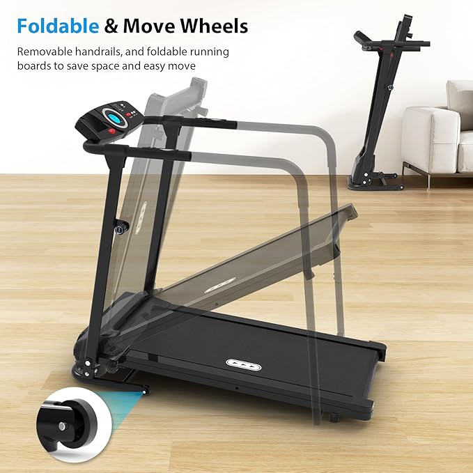 CIIHI Walking Treadmill for Senior - Foldable Senior Treadmill with 300 lbs Capacity and Long Handrails - Home Recovery Fitness Exercise Machine for Elder with Heart Rate Monitor-StrideForce Fitness