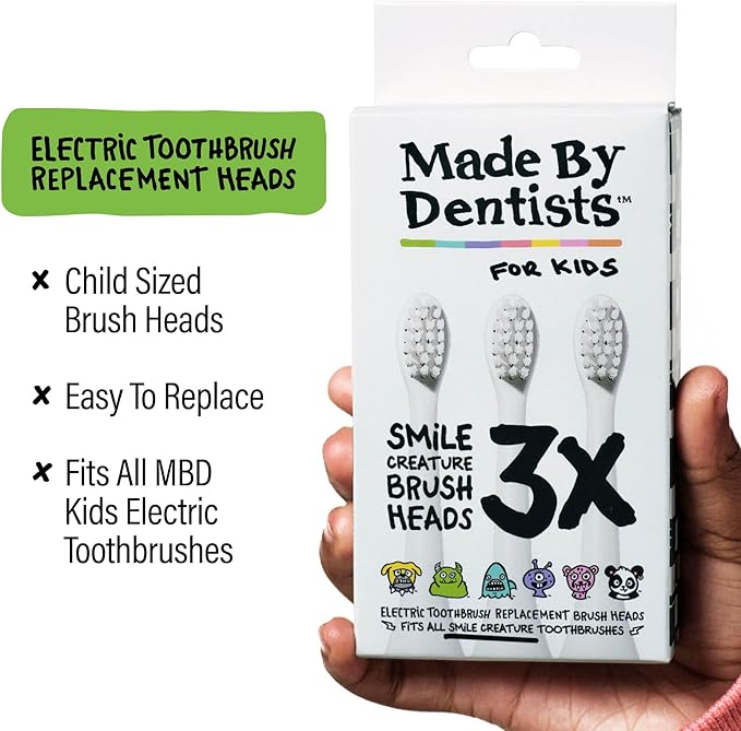 Made by Dentists Kids Electric Toothbrush - Rechargeable Vibrating Toothbrush with Timer, Includes 6 Replacement Heads, Halloween Gifts for Kids, Girls and Boys, Kid & Toddlers Age 2+, Monster