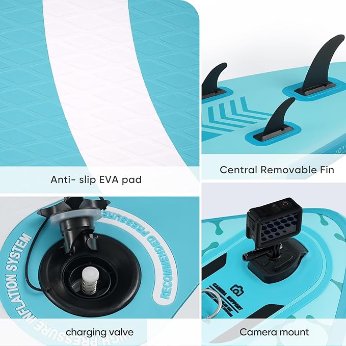 Inflatable Paddle Board,Stand Up Paddle Board Set, Extra Wide SUP Board with Removable Fin, Floating Paddle, Hand Pump, Waterproof Phone Pouch,Traveling Board-StrideForce Fitness