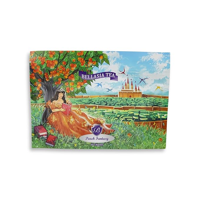 Bellasia Tea Peach Fantasy for Kids Using Real Fruit Pieces - Caffeine Free Herbal Tea Blend with Real Ingredients & Balanced Flavor- Add Loose Leaf Tea to Your Child’s Routine for A Fun & Tasty Drink. 20-25 Cups-StrideForce Fitness