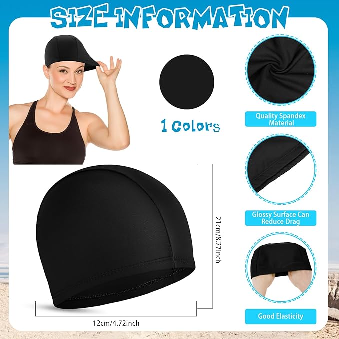 Bonuci 24 Pieces Cloth Elastic Swim Cap Bulk Comfortable Fabric Swimming Hat Elasticity Swimming Pool Cap Lightweight Bathing Caps for Women Men Kids Unisex, Not Waterproof-StrideForce Fitness