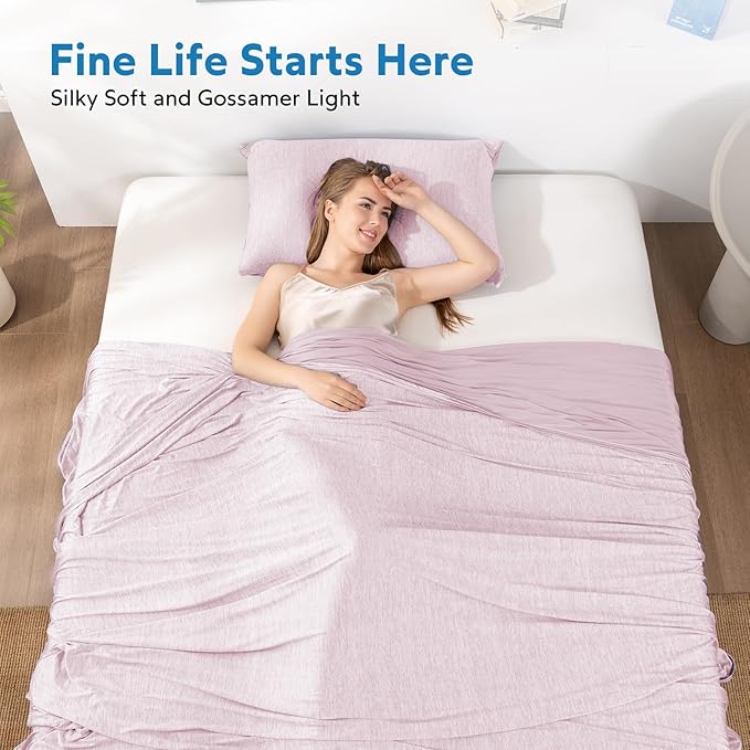 HOMFINE Cooling Blankets for Hot Sleepers - Summer Blanket Thin Lightweight Breathable Soft Double Side Enhanced Cooling for Bed Couch Sofa, Keep Cool for Night Sweats (Pink, 90 x 90 inches)-StrideForce Fitness