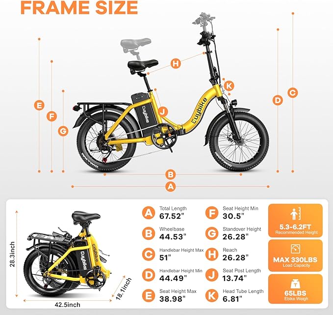 Foldable Electric Bike for Adults, Peak 1000W Brushless Motor 30MPH 70Miles City Commuter Ebike, 48V 20AH Lithium Battery, 20" Fat Tire 7-Speed E-Bicycle with Front Suspension Colourful LCD Display-StrideForce Fitness