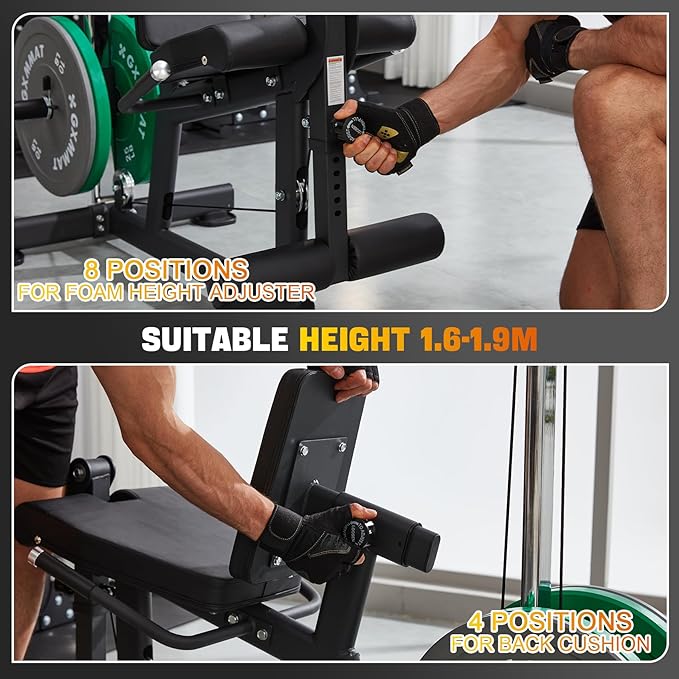GXMMAT Leg Extension and Curl Machine - Professional Lower Body Workout Equipment for Home Gym, 400lbs Capacity with Adjustable Backrest & Leg Roller, Compact Design (47.24"x42.13"x16.54")-StrideForce Fitness