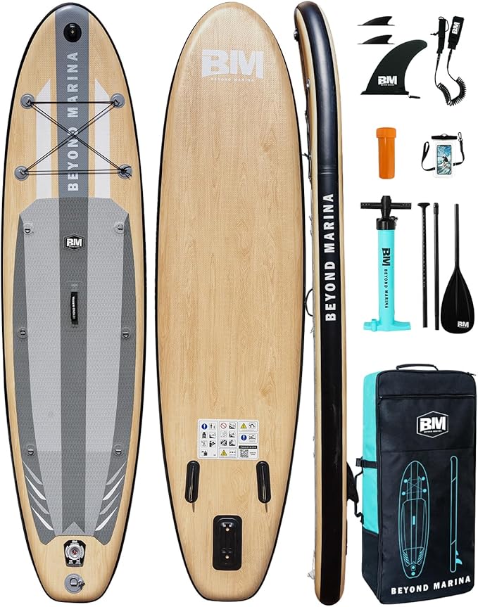 BM Paddle Board Inflatable Stand Up Paddle Board, SUP Paddleboard for Adult, Premium Accessories | Non-Slip EVA Deck & Foam Handles, Camera Mount, Double Action Pump, 85L Travel Backpack-StrideForce Fitness