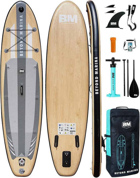 BM Paddle Board Inflatable Stand Up Paddle Board, SUP Paddleboard for Adult, Premium Accessories | Non-Slip EVA Deck & Foam Handles, Camera Mount, Double Action Pump, 85L Travel Backpack-StrideForce Fitness