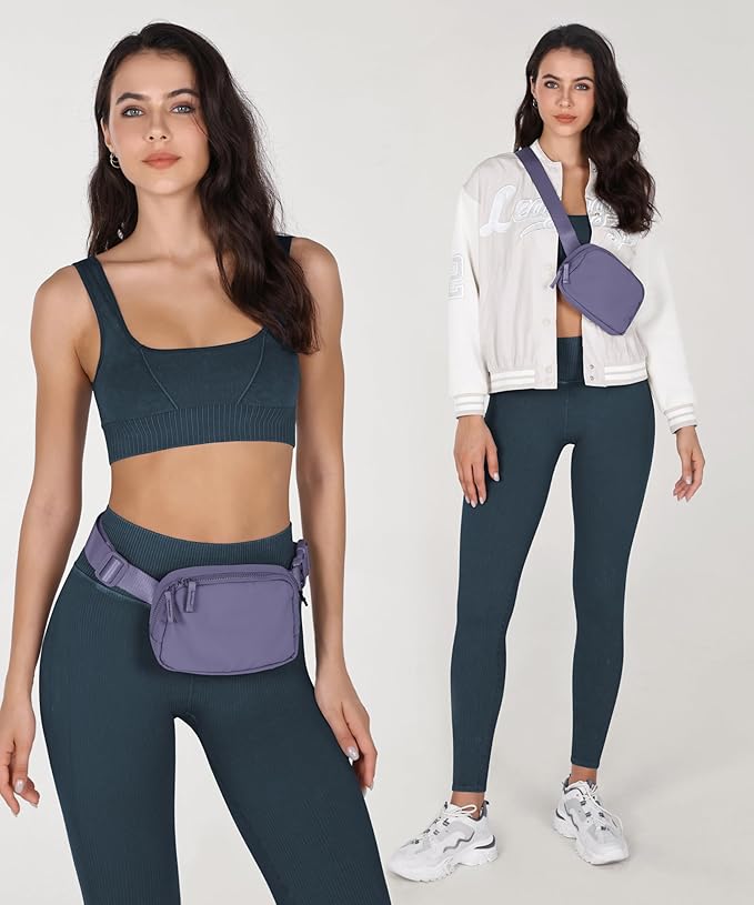 ODODOS Unisex Mini Belt Bag with Adjustable Strap Small Fanny Pack for Workout Running Traveling Hiking, Ultra Violet-StrideForce Fitness