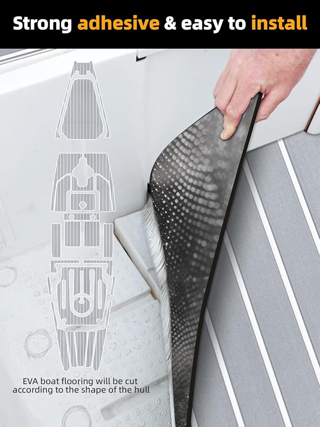 FOCEAN Boat Flooring EVA Foam Boat Decking Faux Teak Marine Flooring Boat Mat Boat Carpet Sheet for Motorboat RV Yacht Kayak Surfboard, 94.5"x 47.2"/35.4"/23.6"/15.7"-StrideForce Fitness