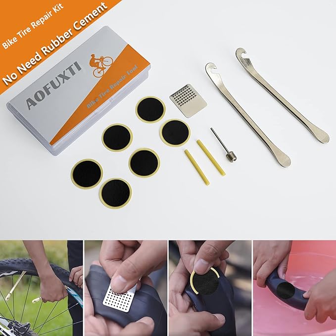 Bicycle Tire Patch Repair Kit, Bike Chain Repair Wrench, Essential Mini Pump, Portable Adult Bicycle Toolkit Accessories,Tool Kit for Camping Travel, Best Gifts for Men and Women-StrideForce Fitness