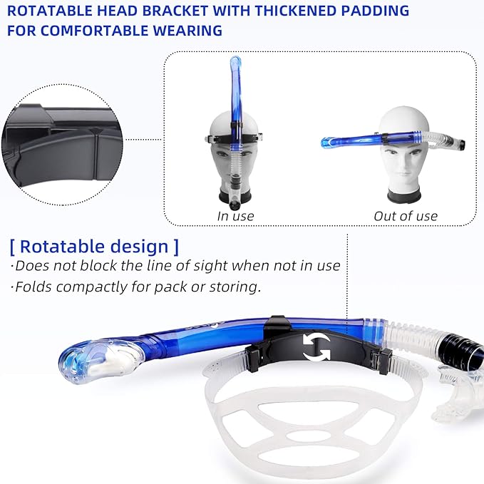 Seago Swim Snorkel for Lap Swimming, Dry Top Front Swimmer Snorkel for Adult Youth, Snorkel Gear Swimming Training Equipment in Pool and Open Water with Comfy Head Pads Food-Grade Silicone Mouthpiece-StrideForce Fitness