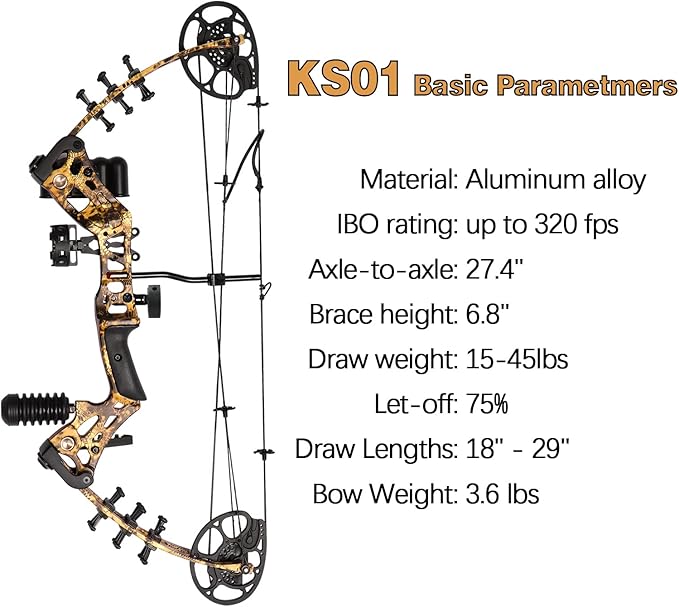 Youth Compound Bow Set 15-45 Lbs for Teens and Beginner, Package with Archery Hunting Equipment, Max Speed 260fps, Adjustable, Right Hand-StrideForce Fitness