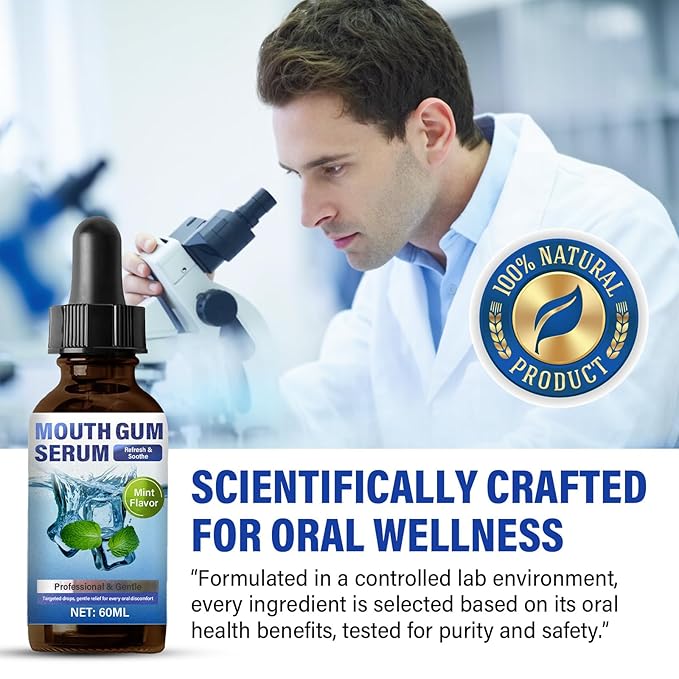 Gum Restore Drops, 60ml Alcohol-Free Oral Care Drops for Receding Gums, Dry Mouth & Fresh Bad Breath, Mint Flavor