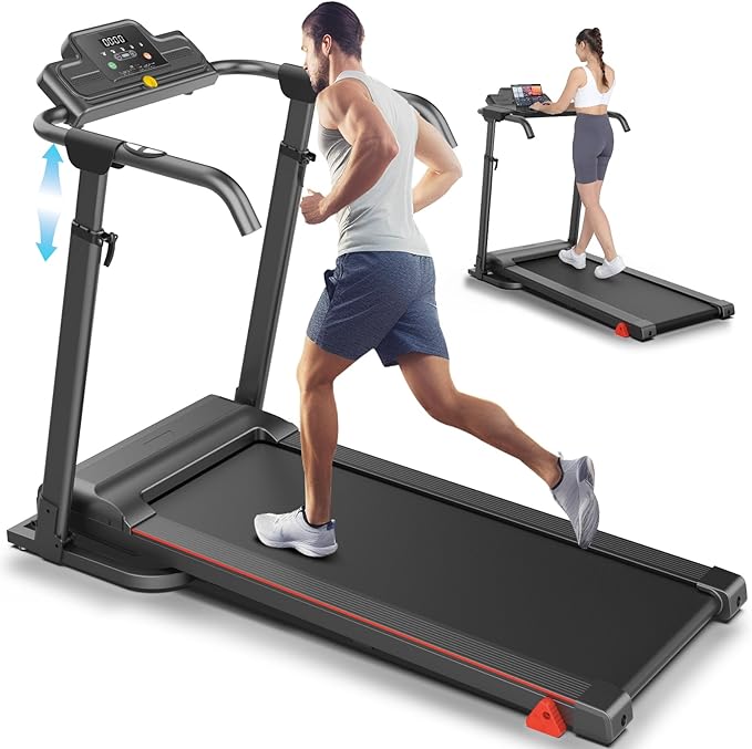 ANCHEER 2025 Premium Treadmill - 3.5HP Treadmills 350+ LBS Weight Capacity- 3-Level Incline, Foldable Design, Adjustable Height with Desk & Pulse Sensor - Perfect for Home Office & Family Workouts-StrideForce Fitness