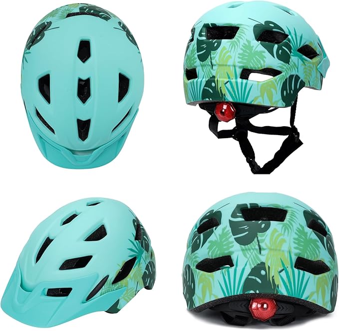 Kids Bike Helmet,Bavilk Kids Boys Girls Bike Helmets with LED Light Detachable Visor Children Youth Teen Multi-Sport for Skating Cycling Scooter Skateboard Adjustable & Lightweight 19.7"-22.4"-StrideForce Fitness