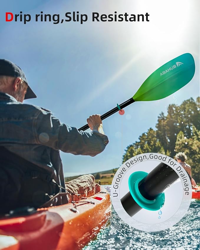 Abahub Adjustable Kayak Paddle 210-230 cm/ 230-250 cm Floating Kayaking Oars Boating Oars Canoeing Oars Black-StrideForce Fitness