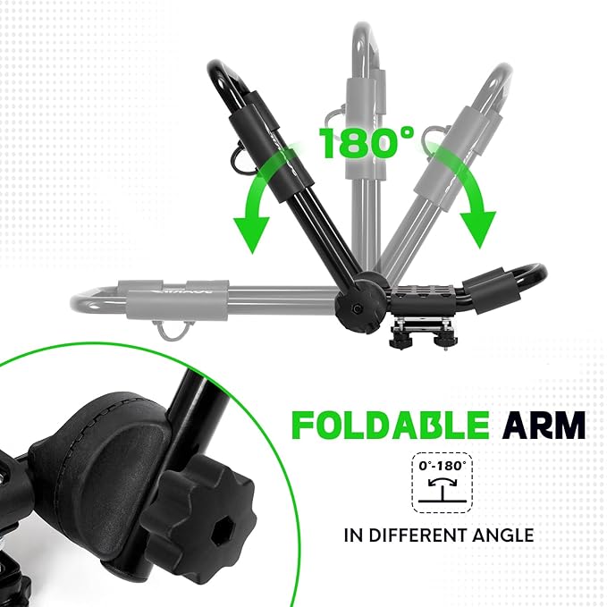 Folding Kayak Roof Rack Premium J-Bar for Canoe Carrier SUP Paddle Surfboard Mount on Car SUV and Truck Crossbar (2 Pairs)-StrideForce Fitness