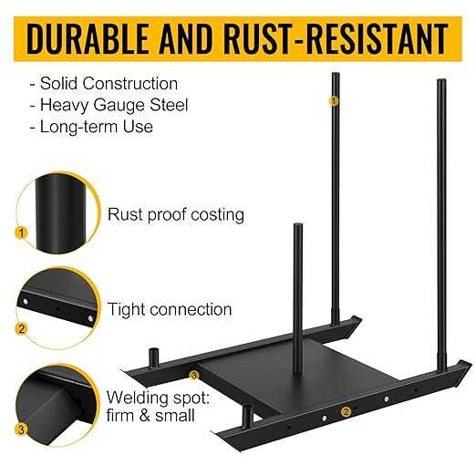 Weighted Training Pull Sled Fit for 1-2 Inch Plates, Sled Workout Equipment, Sport Power Sled for Athletic Exercise and Speed Improvement,500LB-StrideForce Fitness