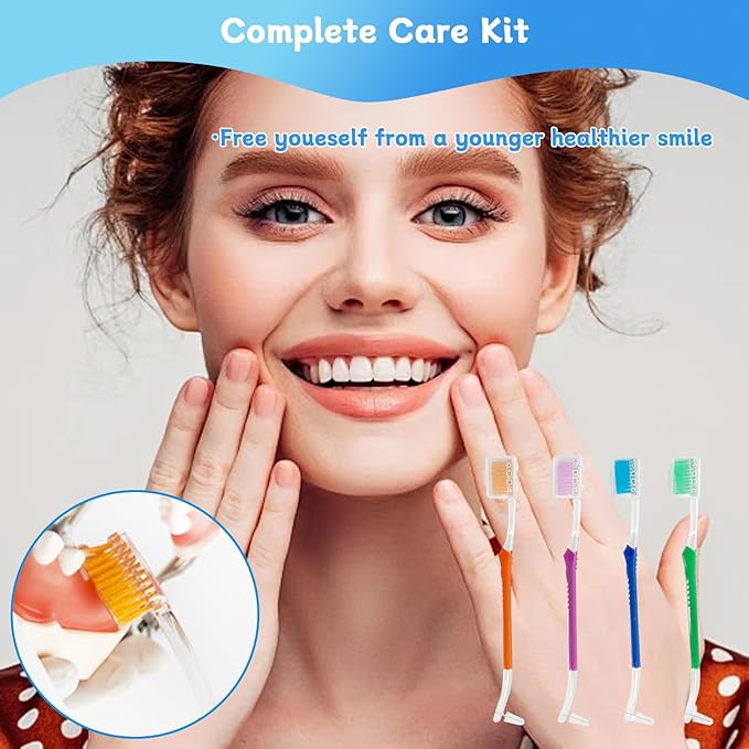 4-Pack Orthodontic Toothbrushes with Double-Ended Design – V-Trim Brush and Interspace Brush for Effective Braces Cleaning, Multi-Colored Set for Oral Dental Care