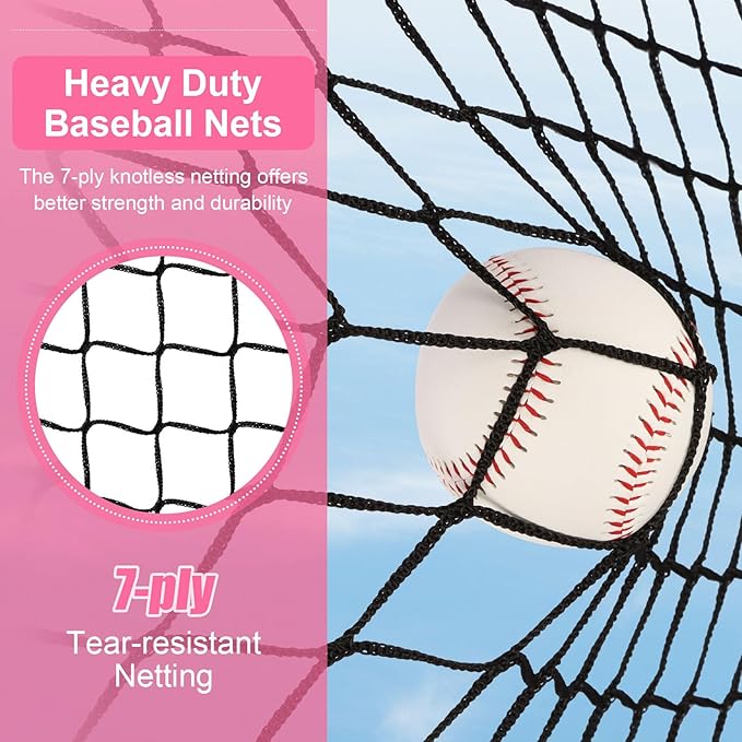 6'X6' Baseball Softball Practice Net,Pitching Net,Batting Net,with Bonus Strike Zone,Target and Bow Frame,for Hitting,Pitching,Catching-StrideForce Fitness