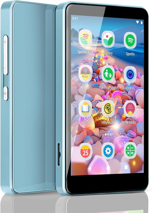 MP3 Player for Kids with Spotify, Parental Controls, Spotify Kids, Audible, Amazon Music, Libby, 4.0" IPS Kids MP4 Music Player Up to 512GB (Blue)-StrideForce Fitness