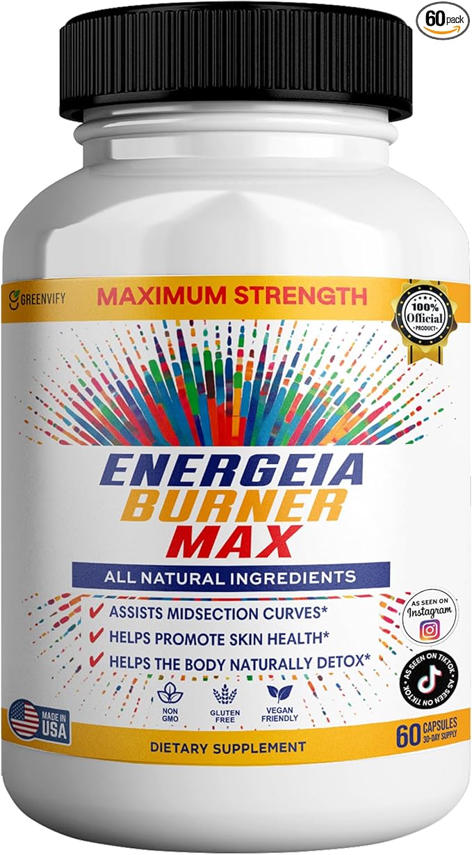 Energeia Burner Max, Natural Supplement, 60 Capsules, All Natural Ingredients, Vegan, Gluten Free (1)-StrideForce Fitness