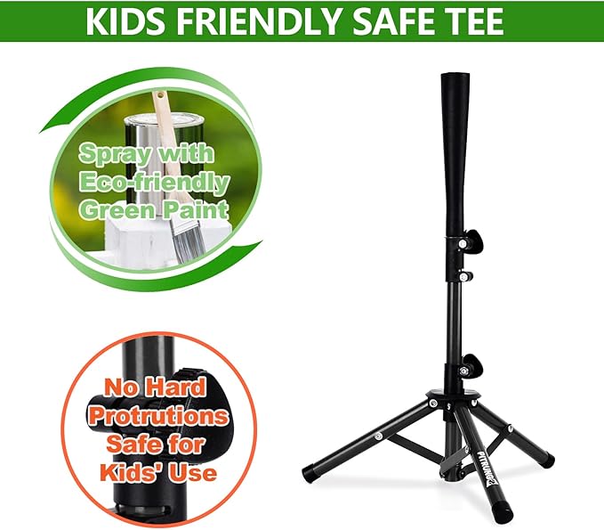 Baseball Softball Tee for Kids Toddles 3-10 Years Batting Hitting Tee T Ball Set Stand for Baseball Trainer Easy Adjustable Height 20.5''-29.5''Portable w/Carry Bag for Indoor Outdoor-StrideForce Fitness