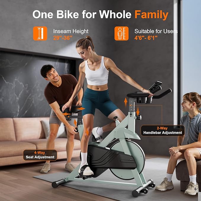Stationary Bike, Spin Bike with 32 Levels of Adjustable Magnetic, Exercise Bike for Home with Exclusive App, Low Noise Indoor Bike, Cycling Bike with Comfortable Seat Cushion-StrideForce Fitness