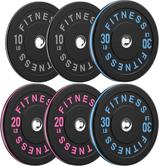 2 Inch Bumper Plates，10-500lbs，Barbell Rubber Olympic Weight Plates Set for Home Gym, Strength Training & Weight Lifting, Multiple Options Colors-StrideForce Fitness