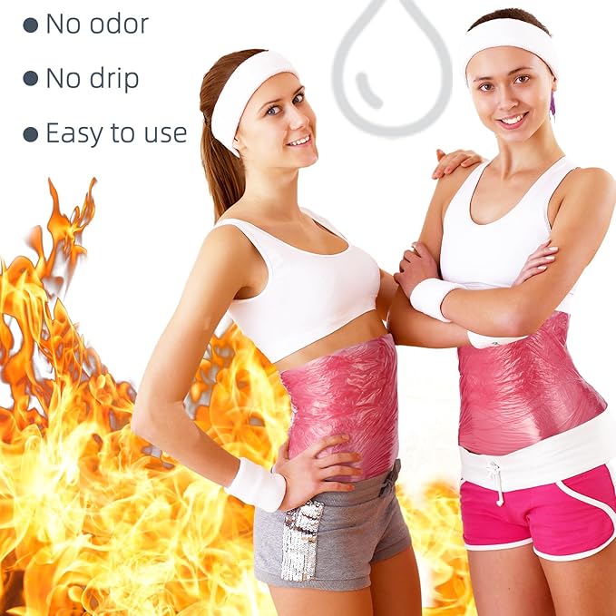 60 Meters Rose Red Osmotic Plastic Body Wrap, Workout and Sweat Enhancer Stomach Wrap Body Wrap Film Applicator Power Wrap(1 Rolls)-StrideForce Fitness