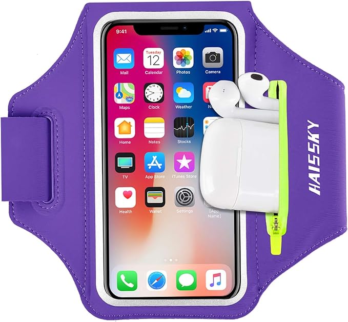 Running Armband with Earphone Bag Cell Phone Armband for iPhone 16 15 Pro 14 Plus 13 11 XR XS, Galaxy S24/S10 Water Resistant Sports Phone Holder Case & Zipper Slot Car Key Holder for 6.7 inch Phone-StrideForce Fitness
