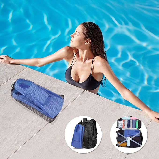 Gintenco Swim Fins, Kids Swim Training Fins for Lap Swimming, Travel Size Flippers with Mesh Bag, Silicone Swimming Fins for Kids Teens Adults Women Men-StrideForce Fitness