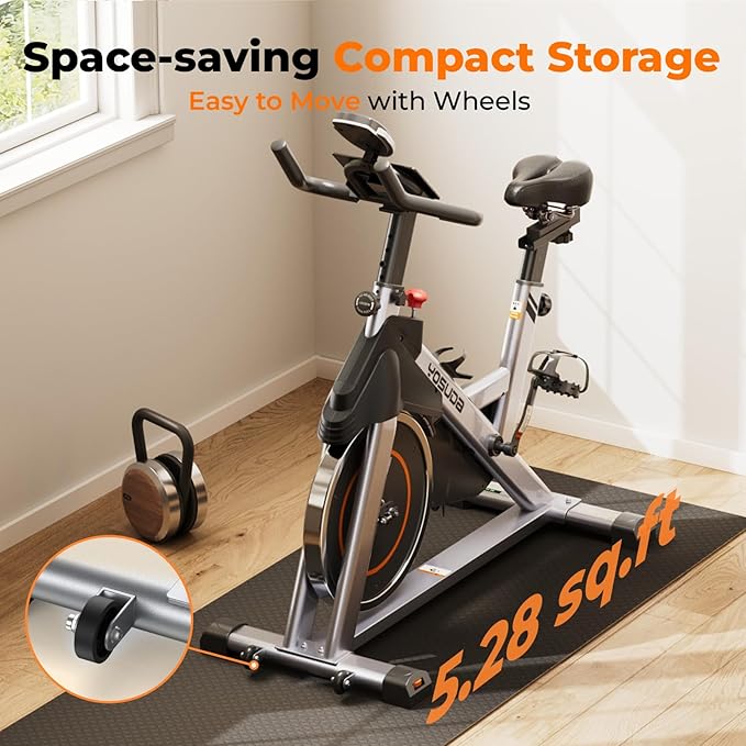 YOSUDA Exercise Bike, Brake Pad Stationary Bike for Home with Exclusive App, Magnetic Indoor Cycling Bike with 300 lb Weight Capacity, Low Noise, Tablet Holder and Fitness Courses for Weight Loss-StrideForce Fitness