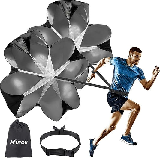 KUYOU Running Speed Training Speed Chute Resistance Parachute for Speed and Acceleration Training Fitness Explosive Power Training 56-Inch-StrideForce Fitness