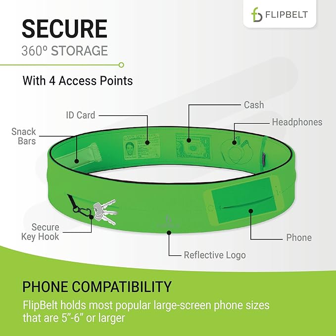 FlipBelt Classic Running Belt, Running Fanny Pack for Women and Men, USA Company-StrideForce Fitness