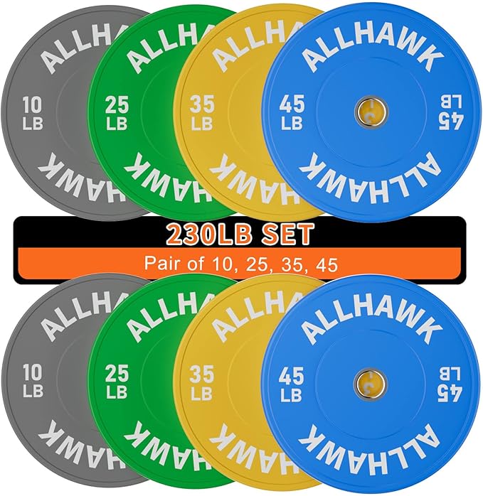 Colored Olympic Weight Plates, 2-inch Rubber Bumper Plate Set for Home Gym Barbell Weight Lifting and Strength Training-StrideForce Fitness