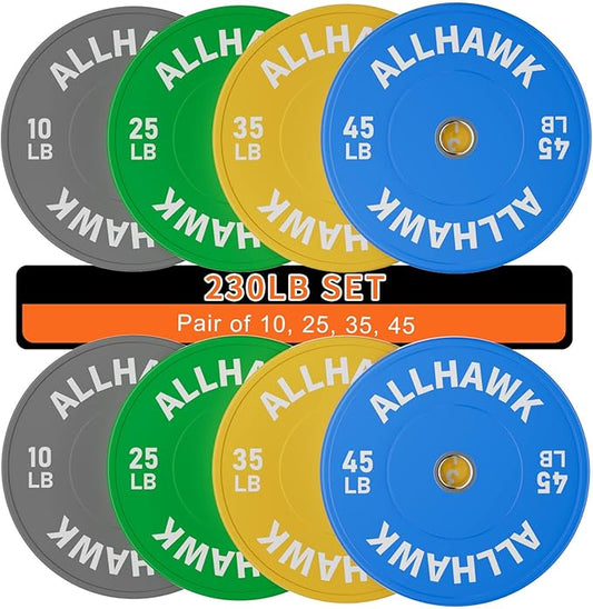 Colored Olympic Weight Plates, 2-inch Rubber Bumper Plate Set for Home Gym Barbell Weight Lifting and Strength Training-StrideForce Fitness