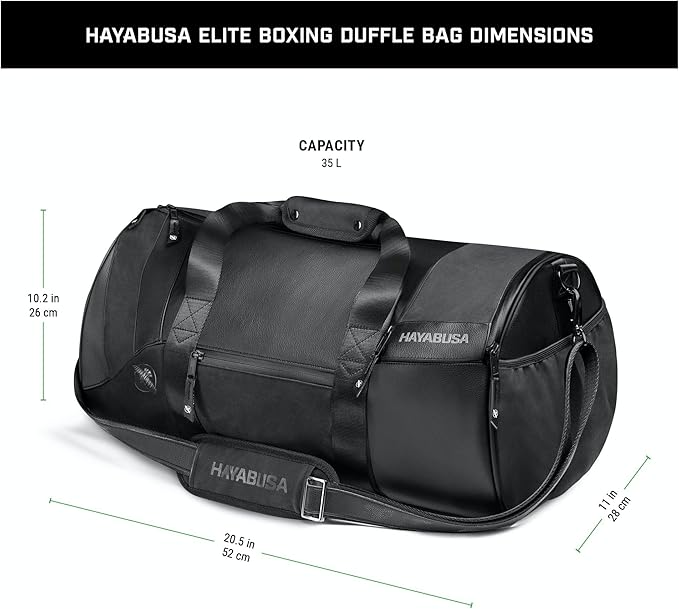 Hayabusa Elite Boxing Duffle Bag - 35 Liters, Black-StrideForce Fitness