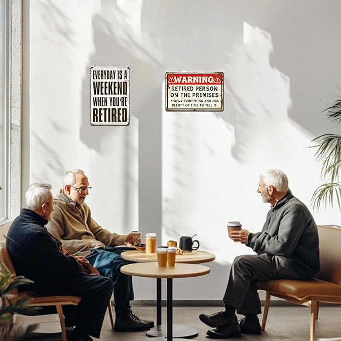 Funny Retirement Sign, Retired Gifts for Men - Happy Retirement Party Decorations for Women, Vintage Retirees Patio Metal Tin Signs Yard Door Frame Decor 8x12 Inch-StrideForce Fitness