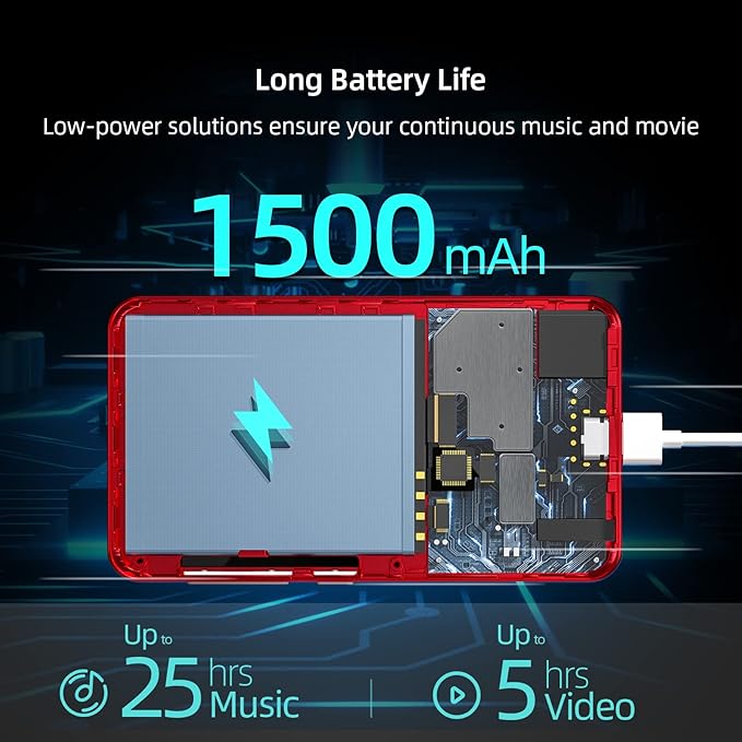 MP3 Player with Bluetooth and WiFi,MP3 Player with Spotify,Spotify Kids,Audible,Pandora,Amazon Music,4" Music Player MP4 Up to 1TB(80GB,Red_Black)-StrideForce Fitness