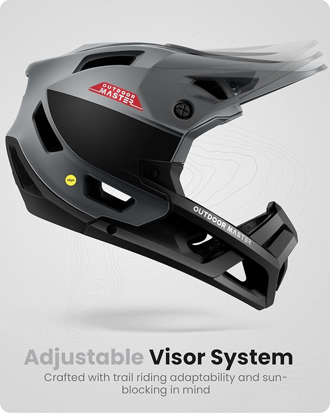 OutdoorMaster MIPS Full Face Mountain Bike Helmet for Men & Women - Two Removable Chin Pad, Ventilation Lightweight - Racing Downhill DH BMX MTB Helmet-StrideForce Fitness