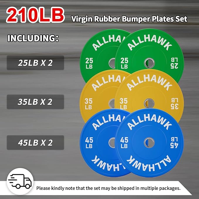 Colored Olympic Weight Plates, 2-inch Rubber Bumper Plate Set for Home Gym Barbell Weight Lifting and Strength Training-StrideForce Fitness
