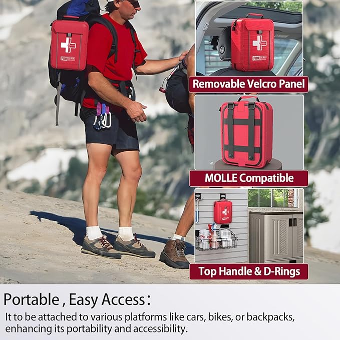 First Aid Trauma Kit,Comprehensive First Aid Kit with Labelled Compartments, Molle System Emergency Kits for Cars, Home, Office, Backpacking, Camping, Traveling, and Cycling-265 Piece-StrideForce Fitness