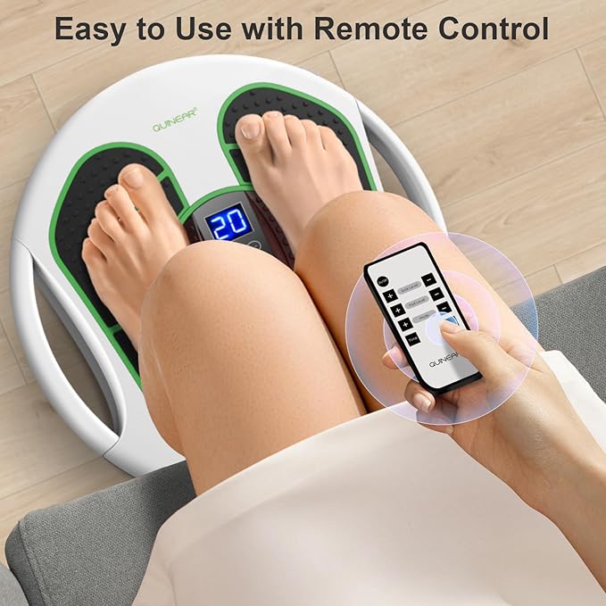 QUINEAR Foot Massager with TENS & EMS for Neuropathy, Foot Stimulator for Pain Relief and Circulation, Nerve Muscle Massager with Remote Control, Relieve Swelling and RLS-StrideForce Fitness