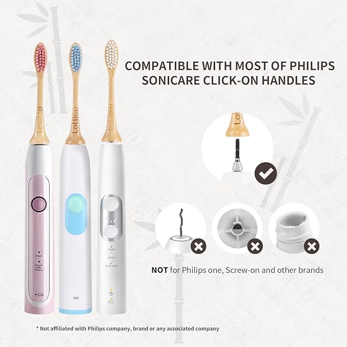 Bamboo Electric Toothbrush Heads, Plant-Based Soft Bristles Electric Toothbrush Replacement Heads, Compatible with Philips Sonicare (Mix and Match 3 Colors…)