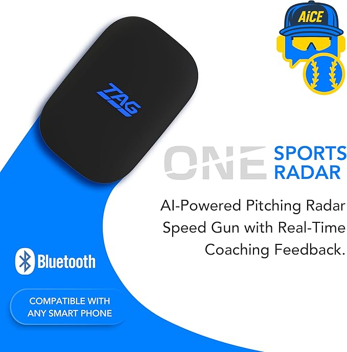 TAG One Sports Radar (120 Ft Range) – AI-Powered Radar Speed Gun with Real-Time Coaching Feedback – Bluetooth Speed Training Device for Baseball, Softball & Golf with App Integration-StrideForce Fitness