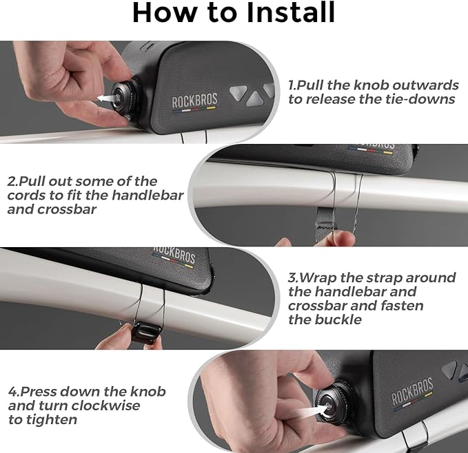 ROCKBROS Top Tube Bike Bag Waterproof Bike Frame Bag Lightweight Buckle Lock Design TPU Material Top Tube Bag Easy Install Cycling Top Tube Front Frame Pack 1L Capacity-StrideForce Fitness