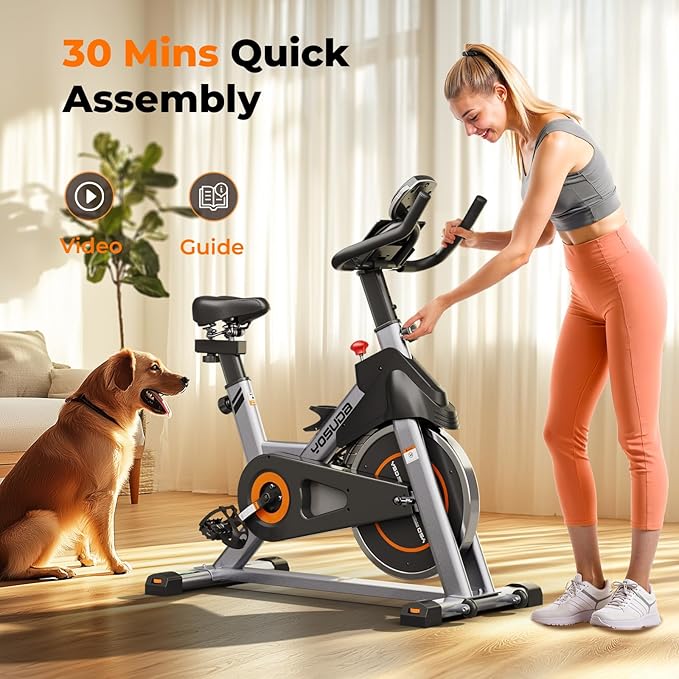 YOSUDA Exercise Bike, Brake Pad Stationary Bike for Home with Exclusive App, Magnetic Indoor Cycling Bike with 300 lb Weight Capacity, Low Noise, Tablet Holder and Fitness Courses for Weight Loss-StrideForce Fitness