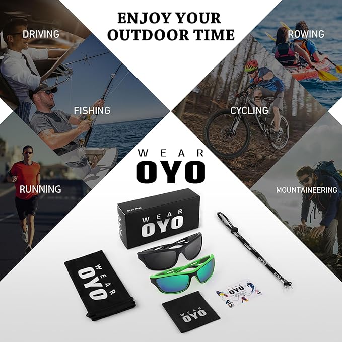 Polarized Sports Sunglasses for Men Women,Fishing Driving Rectangular Goggles UV400 Protection-StrideForce Fitness