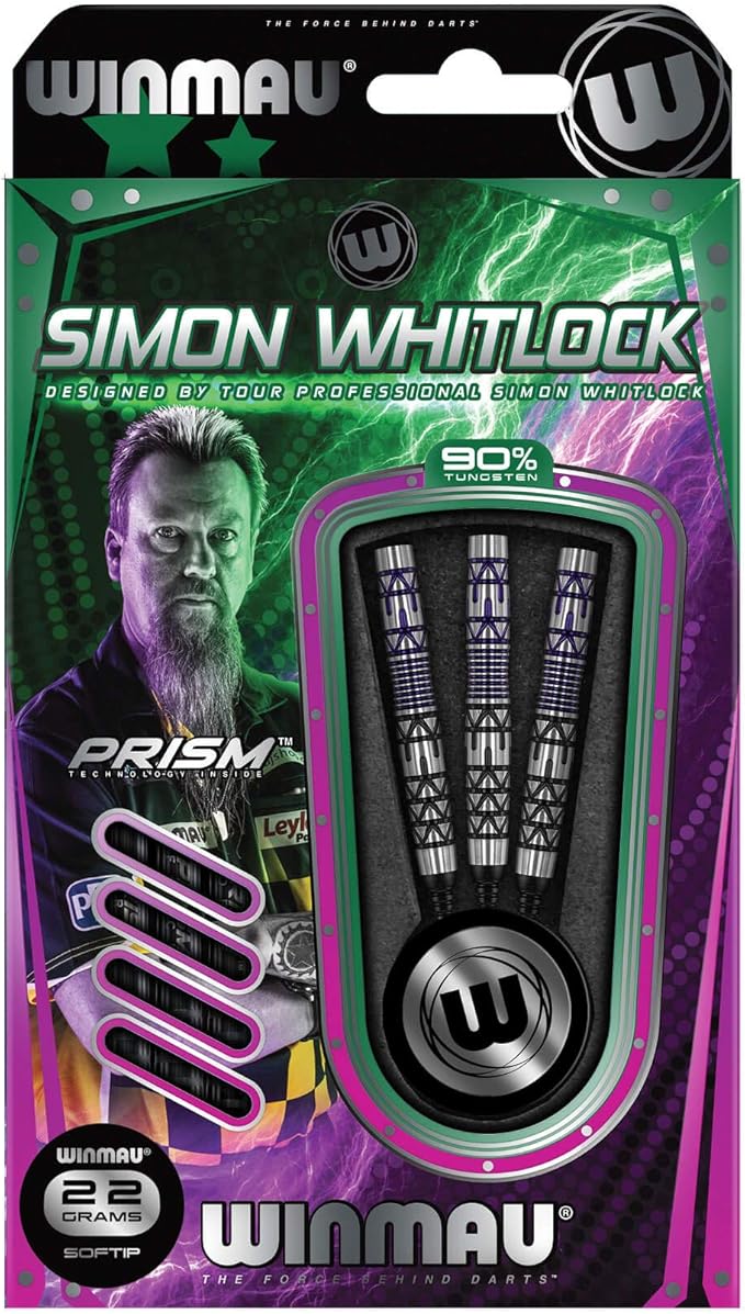 Winmau Simon Whitlock Dynamic Special Edition Tungsten Darts Set with Flights and Stems (Shafts)-StrideForce Fitness